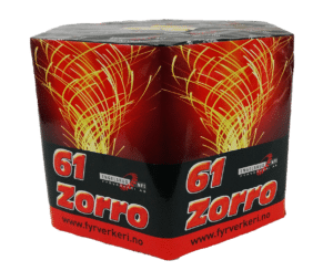 Zorro, batteri i gull fra Engelsryd Comet Fyrverkeri